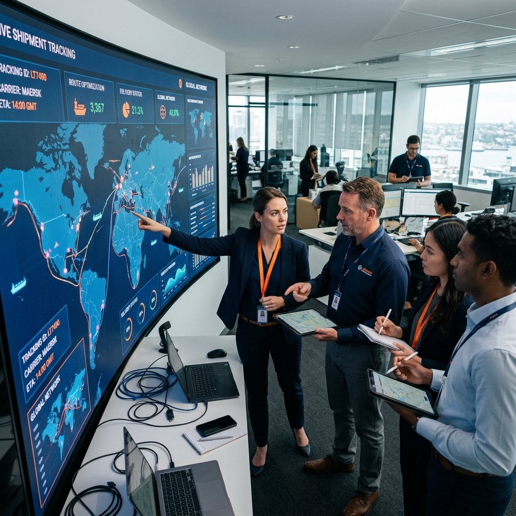 Streak Integrated logistics dispatch team coordinating transit telemetry data
